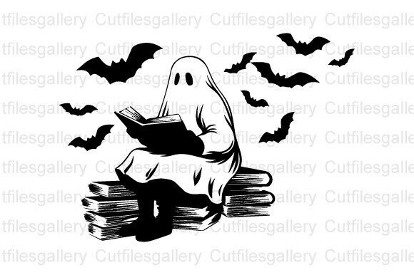 Download Ghost Reading Books SVG, Book Lover SVG - Ghost reading books Collection