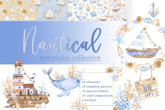 Download Nautical Watercolor Collection - Premium Resources