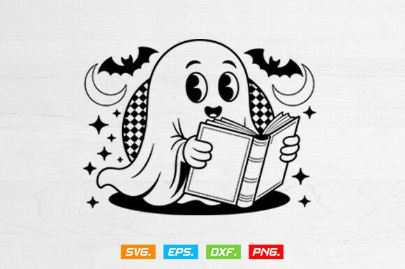 Download Cute Ghost Svg, Ghost Reading Books Svg - Ghost reading books Collection