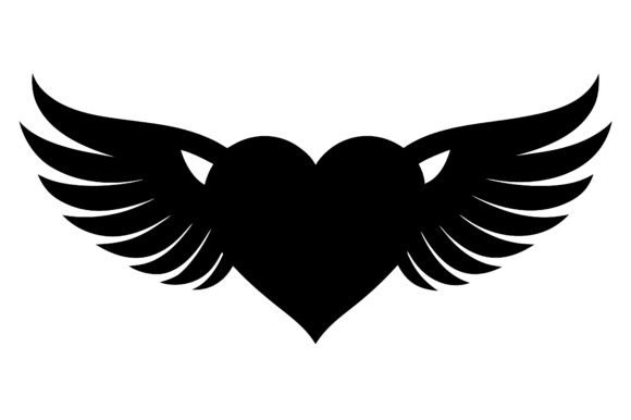 Download Heart with Wings Black Shape Silhouette - Premium Resources