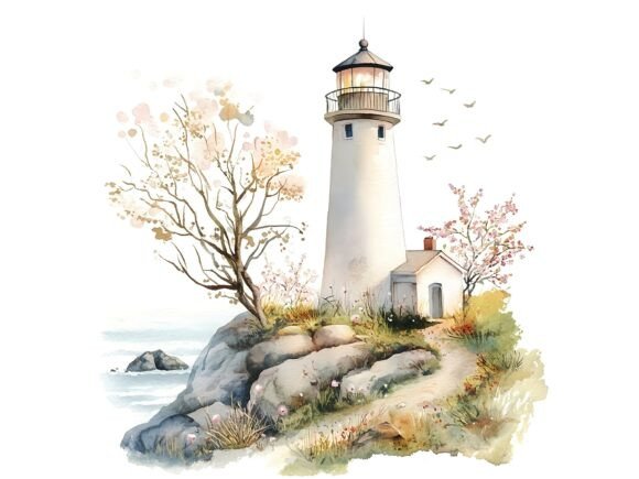 Download 10 Lighthouse in Spring Nature Landscape - Premium Bundle